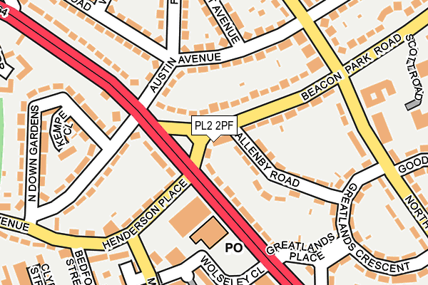 PL2 2PF map - OS OpenMap – Local (Ordnance Survey)