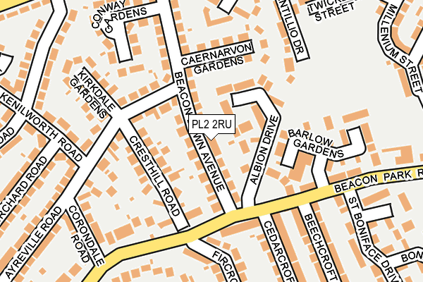 PL2 2RU map - OS OpenMap – Local (Ordnance Survey)