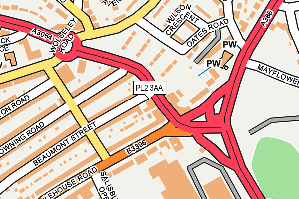 PL2 3AA map - OS OpenMap – Local (Ordnance Survey)