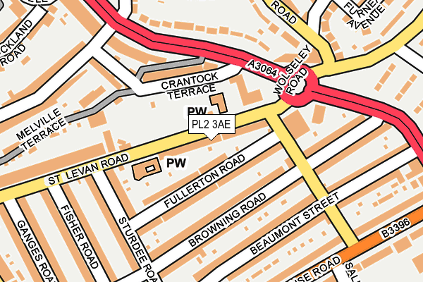 PL2 3AE map - OS OpenMap – Local (Ordnance Survey)