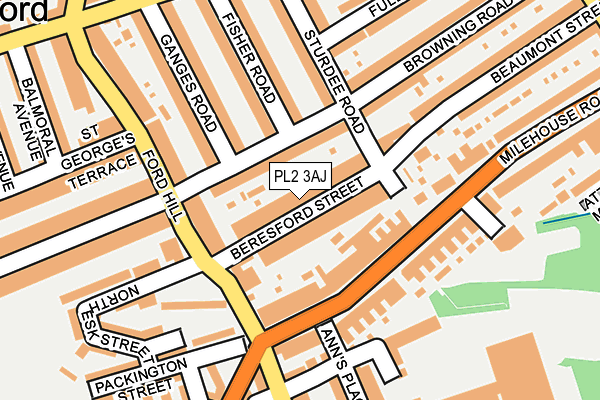 PL2 3AJ map - OS OpenMap – Local (Ordnance Survey)