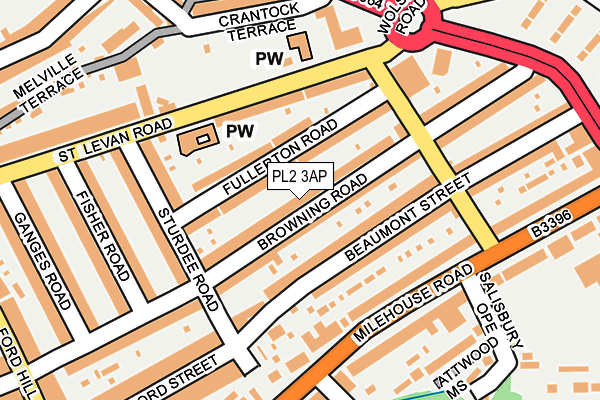 PL2 3AP map - OS OpenMap – Local (Ordnance Survey)