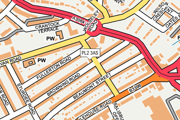 PL2 3AS map - OS OpenMap – Local (Ordnance Survey)