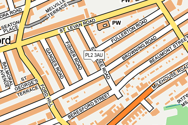 PL2 3AU map - OS OpenMap – Local (Ordnance Survey)