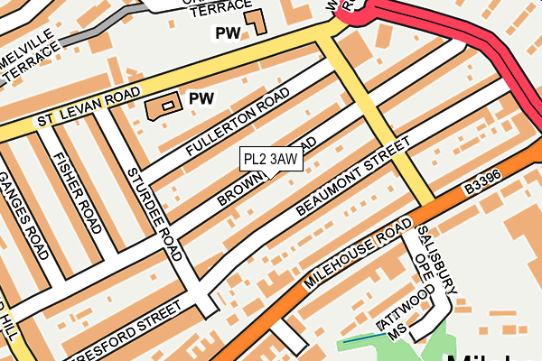 PL2 3AW map - OS OpenMap – Local (Ordnance Survey)