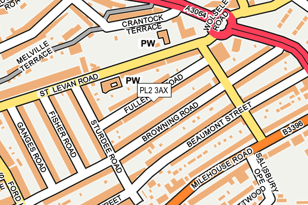 PL2 3AX map - OS OpenMap – Local (Ordnance Survey)