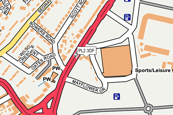 PL2 3DF map - OS OpenMap – Local (Ordnance Survey)