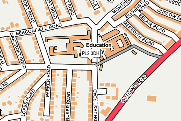 PL2 3DH map - OS OpenMap – Local (Ordnance Survey)