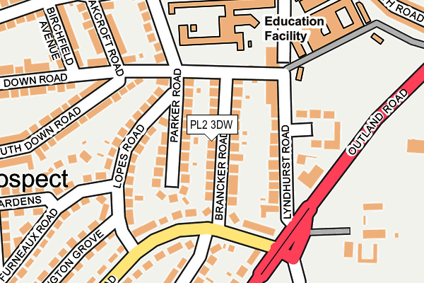 PL2 3DW map - OS OpenMap – Local (Ordnance Survey)