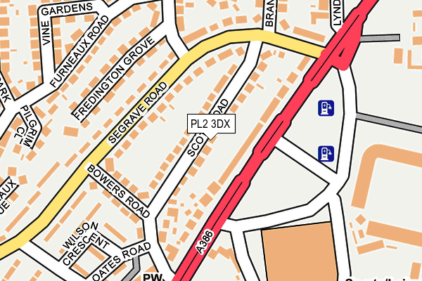 PL2 3DX map - OS OpenMap – Local (Ordnance Survey)