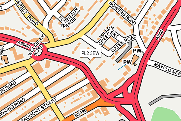 PL2 3EW map - OS OpenMap – Local (Ordnance Survey)