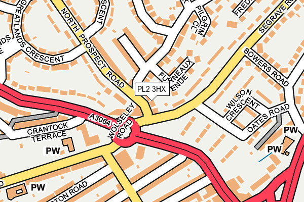 PL2 3HX map - OS OpenMap – Local (Ordnance Survey)