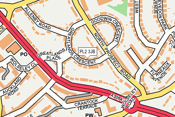 PL2 3JB map - OS OpenMap – Local (Ordnance Survey)