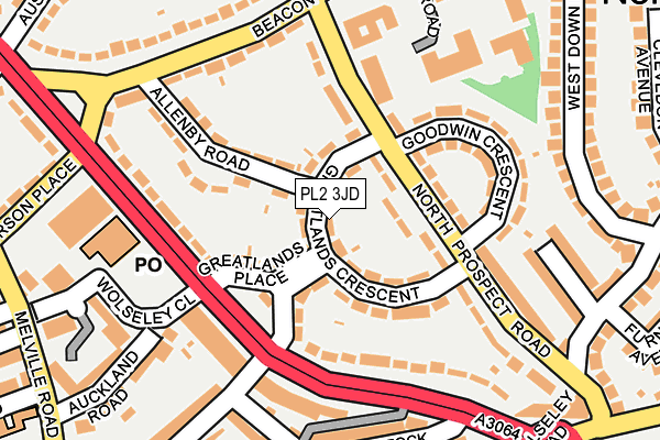 PL2 3JD map - OS OpenMap – Local (Ordnance Survey)