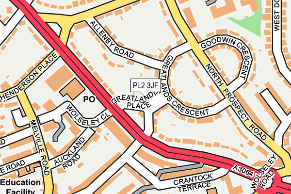 PL2 3JF map - OS OpenMap – Local (Ordnance Survey)