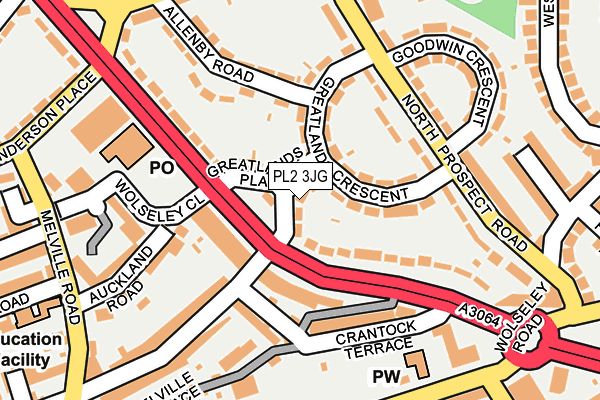 PL2 3JG map - OS OpenMap – Local (Ordnance Survey)