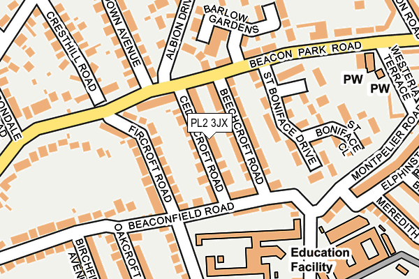 PL2 3JX map - OS OpenMap – Local (Ordnance Survey)