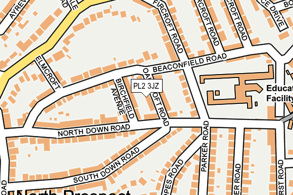 PL2 3JZ map - OS OpenMap – Local (Ordnance Survey)