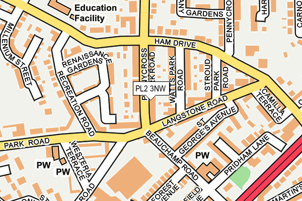 PL2 3NW map - OS OpenMap – Local (Ordnance Survey)