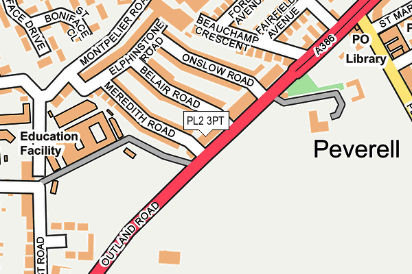 PL2 3PT map - OS OpenMap – Local (Ordnance Survey)