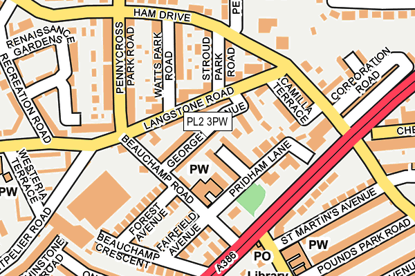 PL2 3PW map - OS OpenMap – Local (Ordnance Survey)