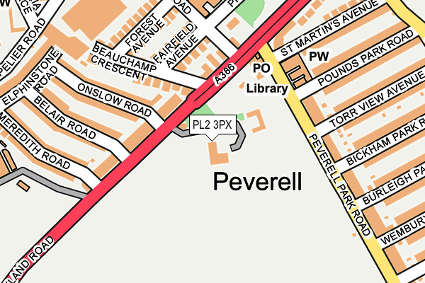 PL2 3PX map - OS OpenMap – Local (Ordnance Survey)