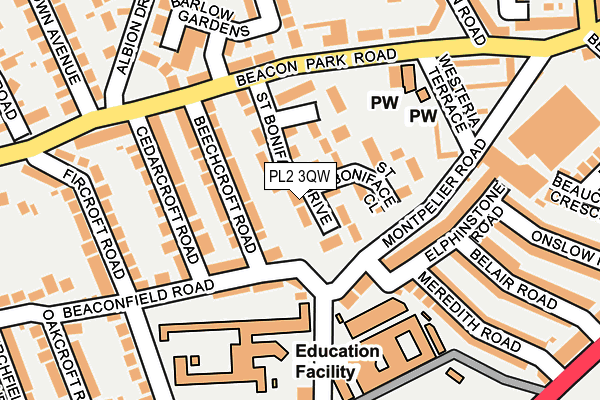 PL2 3QW map - OS OpenMap – Local (Ordnance Survey)