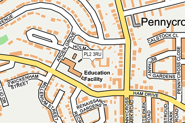 PL2 3RU map - OS OpenMap – Local (Ordnance Survey)