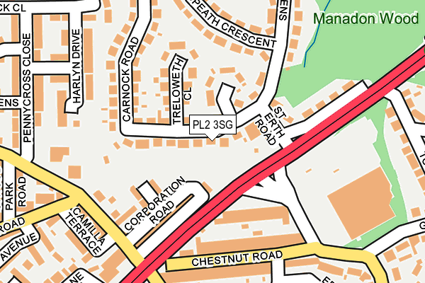 PL2 3SG map - OS OpenMap – Local (Ordnance Survey)