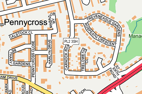 PL2 3SH map - OS OpenMap – Local (Ordnance Survey)