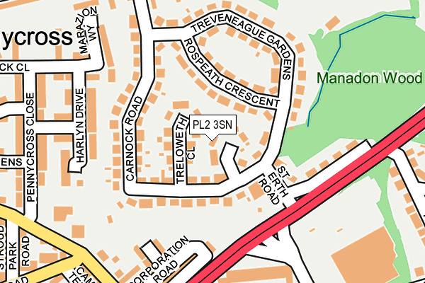 PL2 3SN map - OS OpenMap – Local (Ordnance Survey)