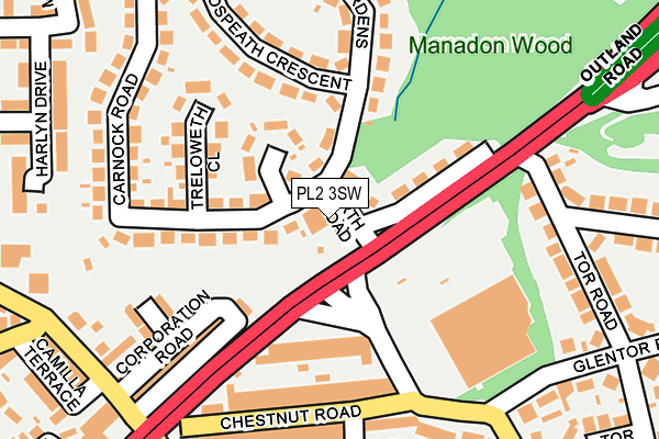 PL2 3SW map - OS OpenMap – Local (Ordnance Survey)