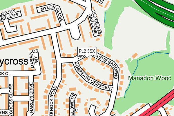 PL2 3SX map - OS OpenMap – Local (Ordnance Survey)