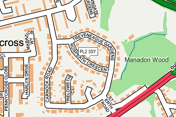 PL2 3SY map - OS OpenMap – Local (Ordnance Survey)