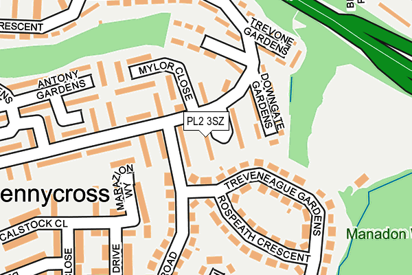 PL2 3SZ map - OS OpenMap – Local (Ordnance Survey)