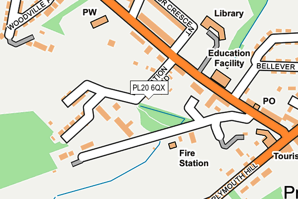 PL20 6QX map - OS OpenMap – Local (Ordnance Survey)