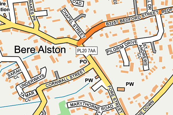 PL20 7AA map - OS OpenMap – Local (Ordnance Survey)