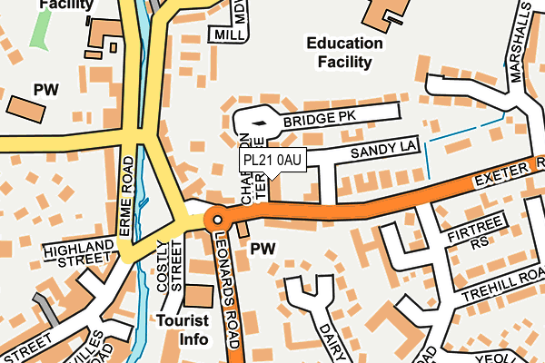 PL21 0AU map - OS OpenMap – Local (Ordnance Survey)