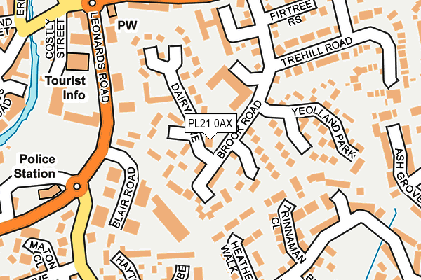 PL21 0AX map - OS OpenMap – Local (Ordnance Survey)