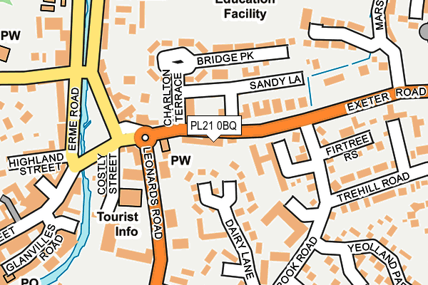 PL21 0BQ map - OS OpenMap – Local (Ordnance Survey)