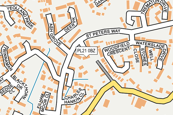 PL21 0BZ map - OS OpenMap – Local (Ordnance Survey)