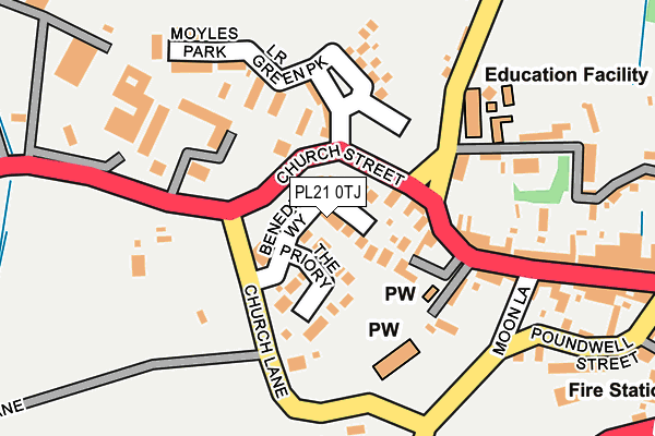 PL21 0TJ map - OS OpenMap – Local (Ordnance Survey)