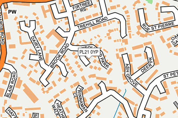PL21 0YP map - OS OpenMap – Local (Ordnance Survey)
