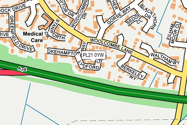 PL21 0YW map - OS OpenMap – Local (Ordnance Survey)