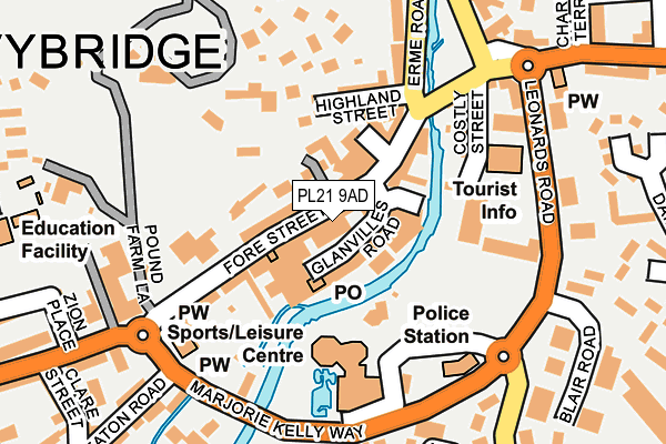 PL21 9AD map - OS OpenMap – Local (Ordnance Survey)