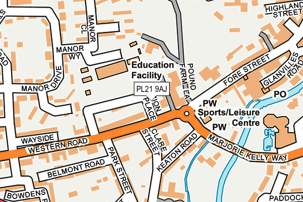 PL21 9AJ map - OS OpenMap – Local (Ordnance Survey)