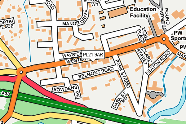 PL21 9AR map - OS OpenMap – Local (Ordnance Survey)