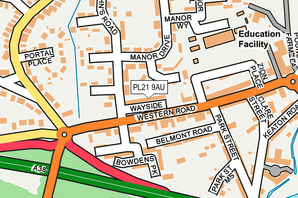 PL21 9AU map - OS OpenMap – Local (Ordnance Survey)