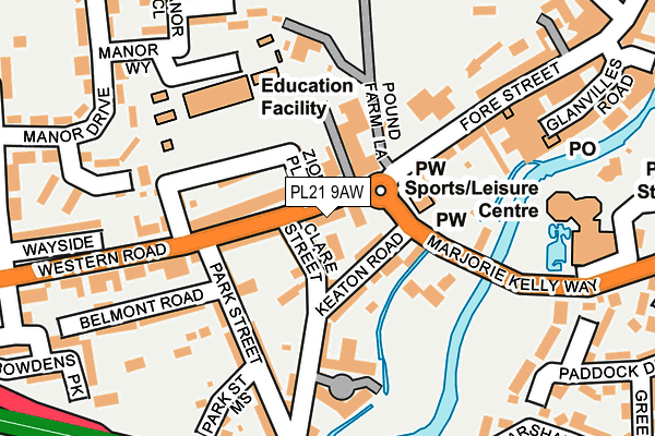 PL21 9AW map - OS OpenMap – Local (Ordnance Survey)