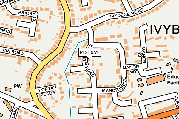 PL21 9AY map - OS OpenMap – Local (Ordnance Survey)